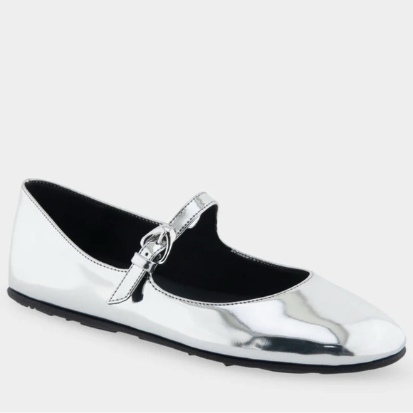 AEROSOLES Shoes - Aerosoles Perry Silver Metallic Mary Jane Ballet Flats Size 7